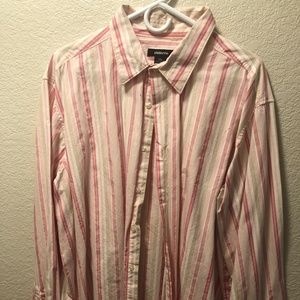 Claiborne Pink Striped Dress/Club Shirt - XXL